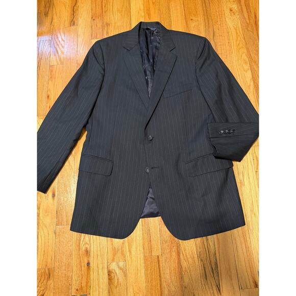 Brooks Brothers Fitzgerald Wool Navy Blue Striped Blazer Loro Piana USA 41R 40R - Picture 2 of 6